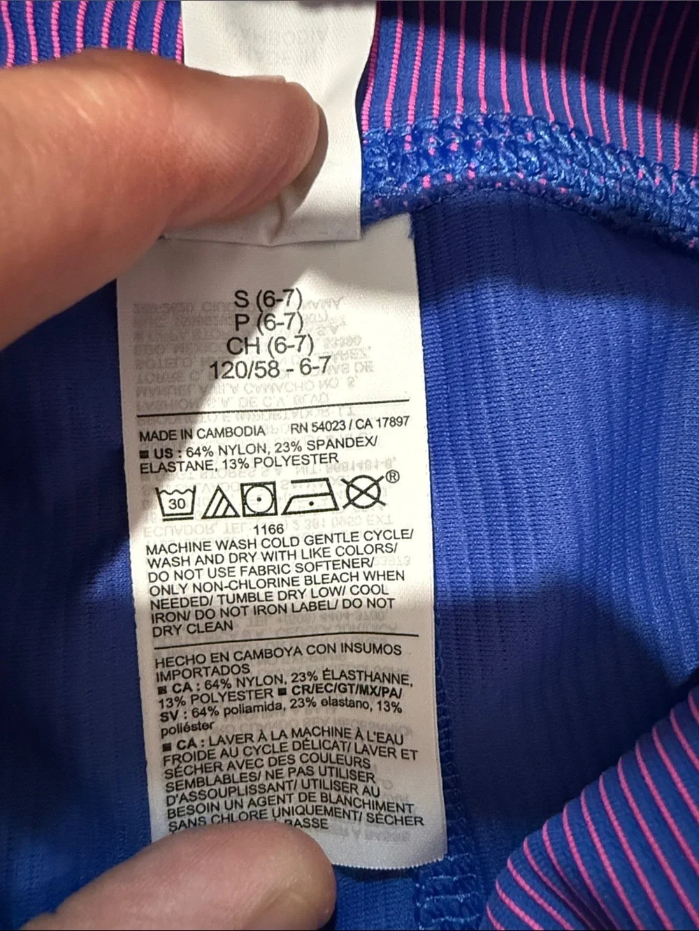 Old Navy Powersoft brand Purple & Blue Stripe Performance Leggings with Pockets